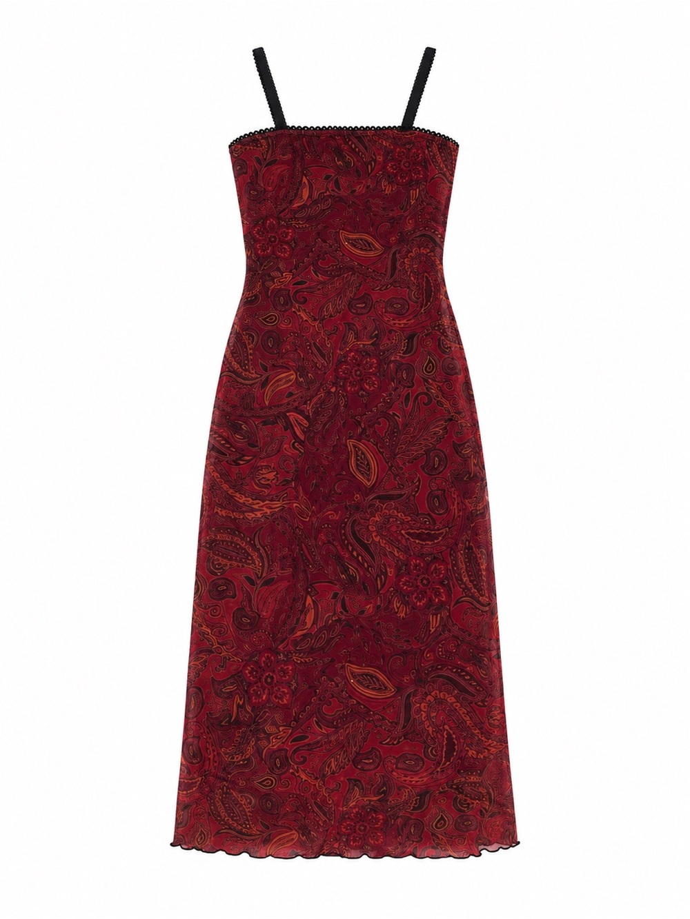 Women's Red Paisley Slip Dress